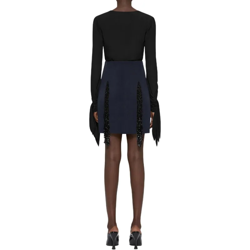 Givenchy Deep V Neck Bow Cuffs Blouse 'Black'-2