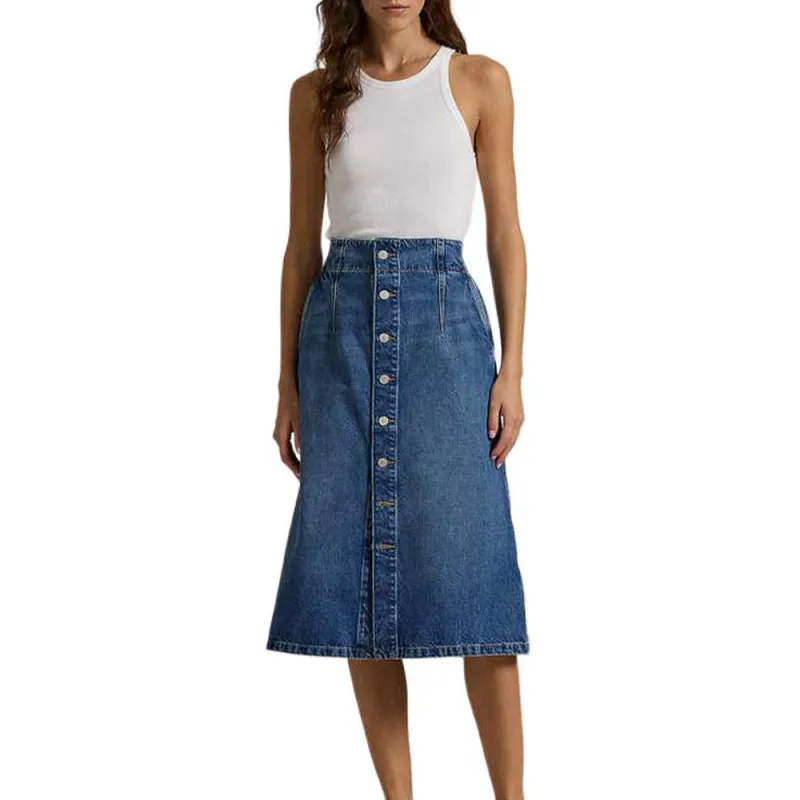 Ralph Lauren SS25 Denim Long Skirt Women's Blue-1
