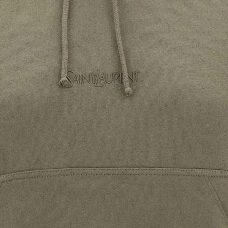 SAINT LAURENT Logo Embroidered Drawstring Hoodie-2