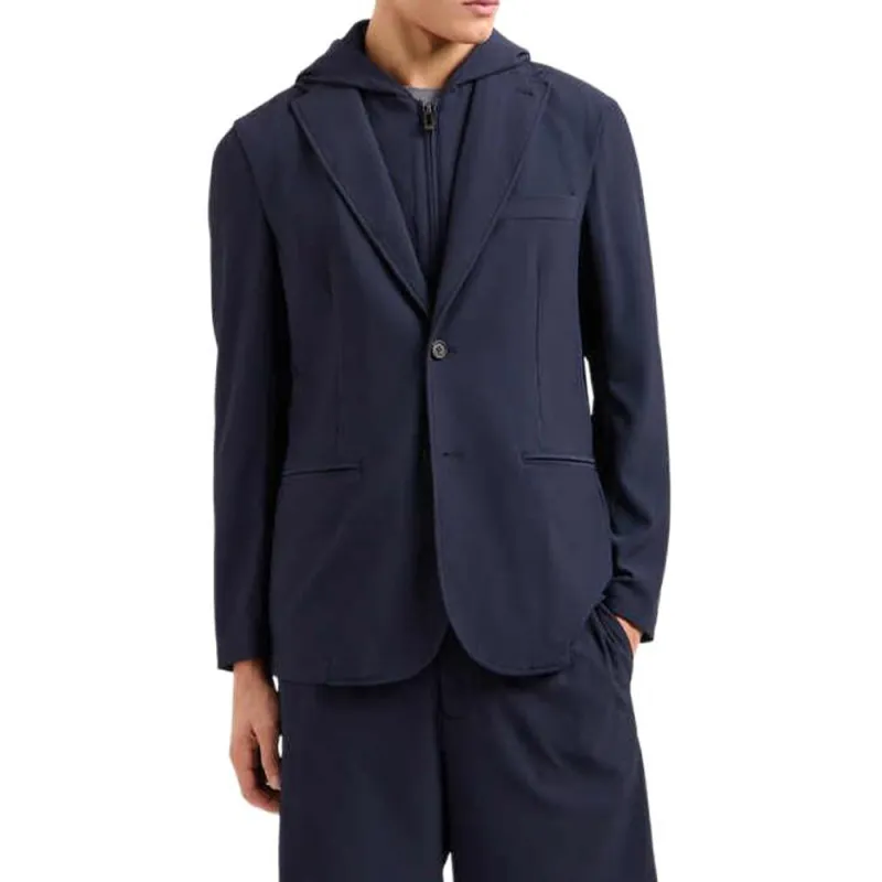 EMPORIO ARMANI Canneté Stretch Nylon Blazer With Detachable Inner Panel And Hood-1