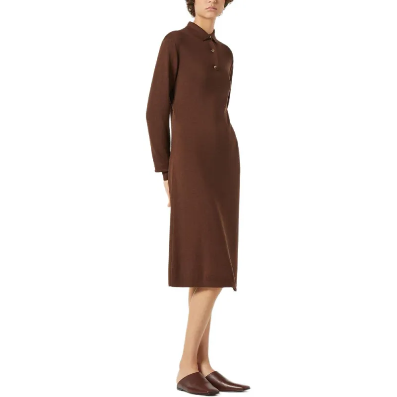 Loro Piana SS25 Long Sleeved Dress Women's Raisin Brown-4