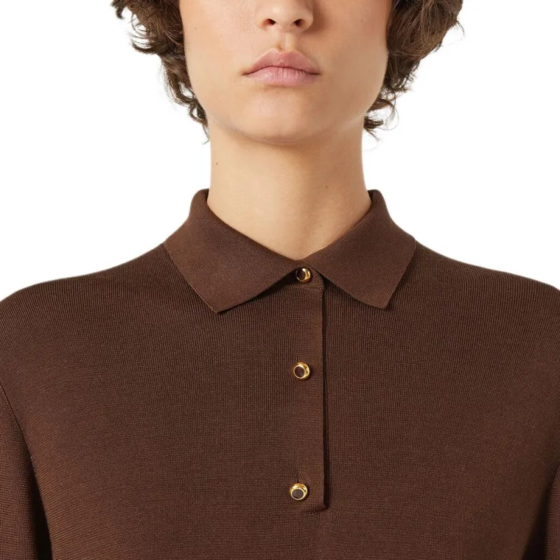 Loro Piana SS25 Long Sleeved Dress Women's Raisin Brown-5