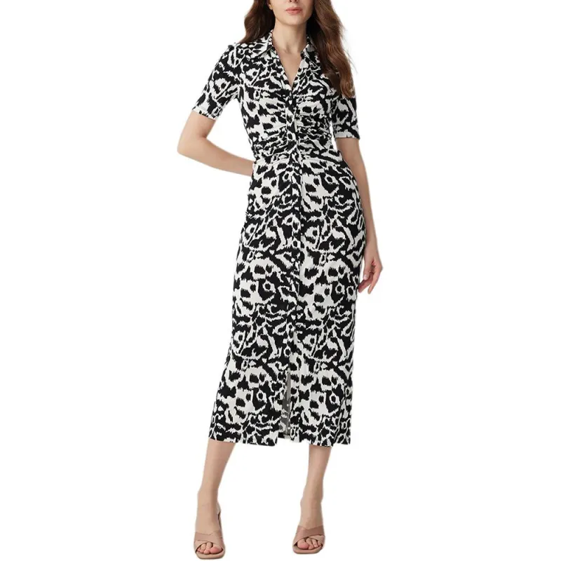 Diane Von Furstenberg SS25 Short Sleeved Dress Women's Black White-1
