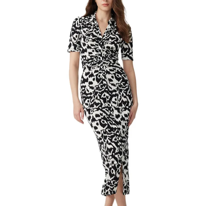Diane Von Furstenberg SS25 Short Sleeved Dress Women's Black White-2
