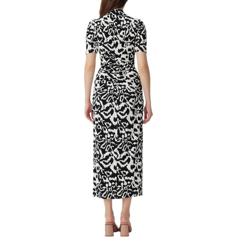 Diane Von Furstenberg SS25 Short Sleeved Dress Women's Black White-3