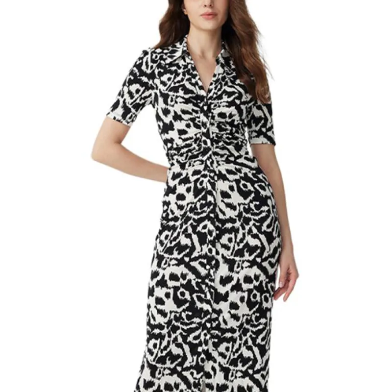 Diane Von Furstenberg SS25 Short Sleeved Dress Women's Black White-5