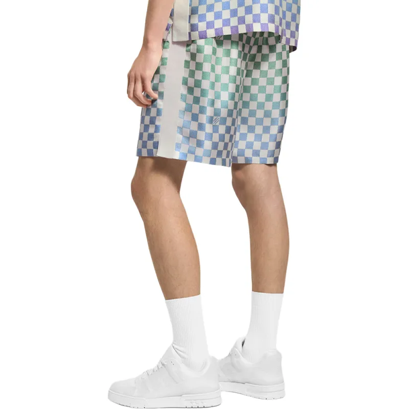 LOUIS VUITTON Damier Gradient Printed Silk Shorts-4