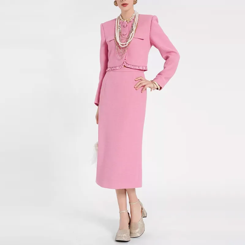 BESIONIA SS24 Casual Long Skirts Women's Pink-1