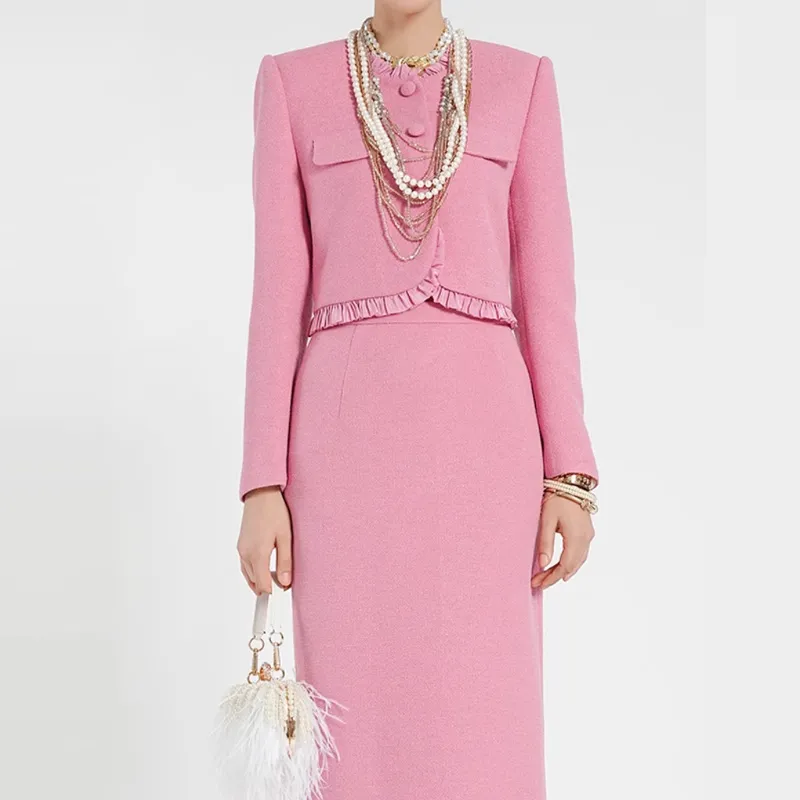 BESIONIA SS24 Casual Long Skirts Women's Pink-4