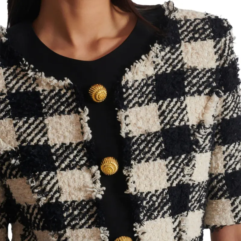 BALMAIN Gingham Tweed Dress-6