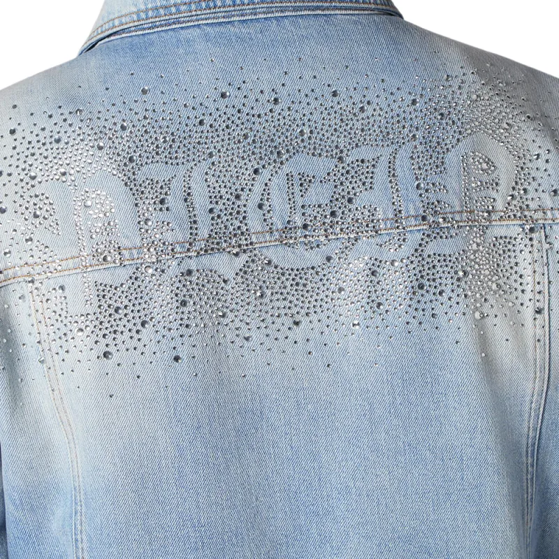 PHILIPP PLEIN Crystal logo Denim Jacket-5
