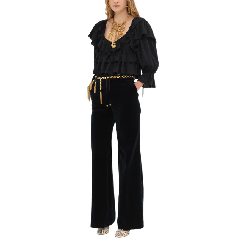 Chloé Flared Velvet Tailored Pants-1