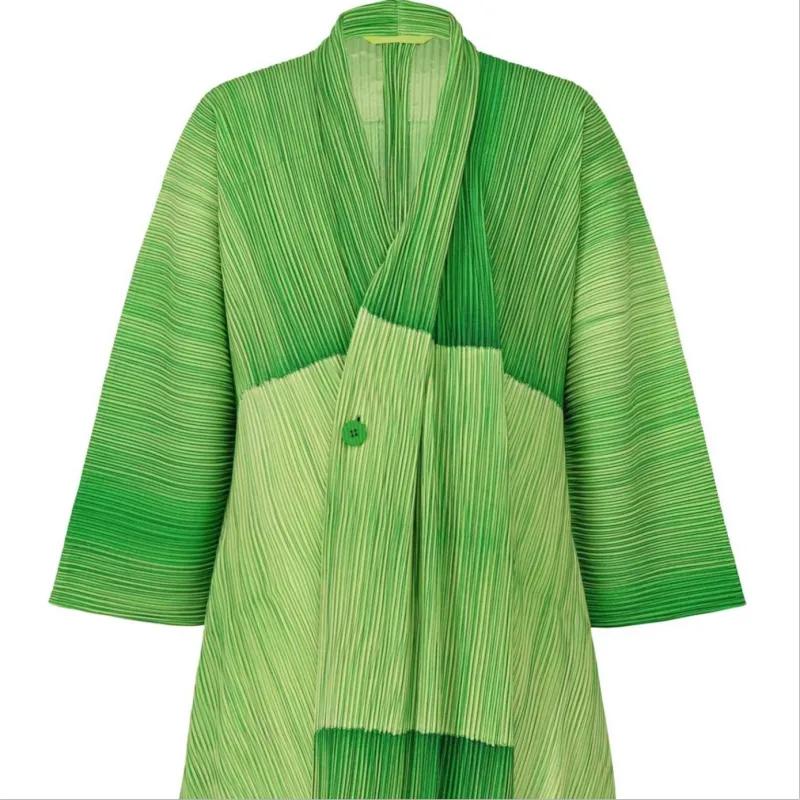 Homme Plissé Issey Miyake FW24 Trench Coat Men's Green-1