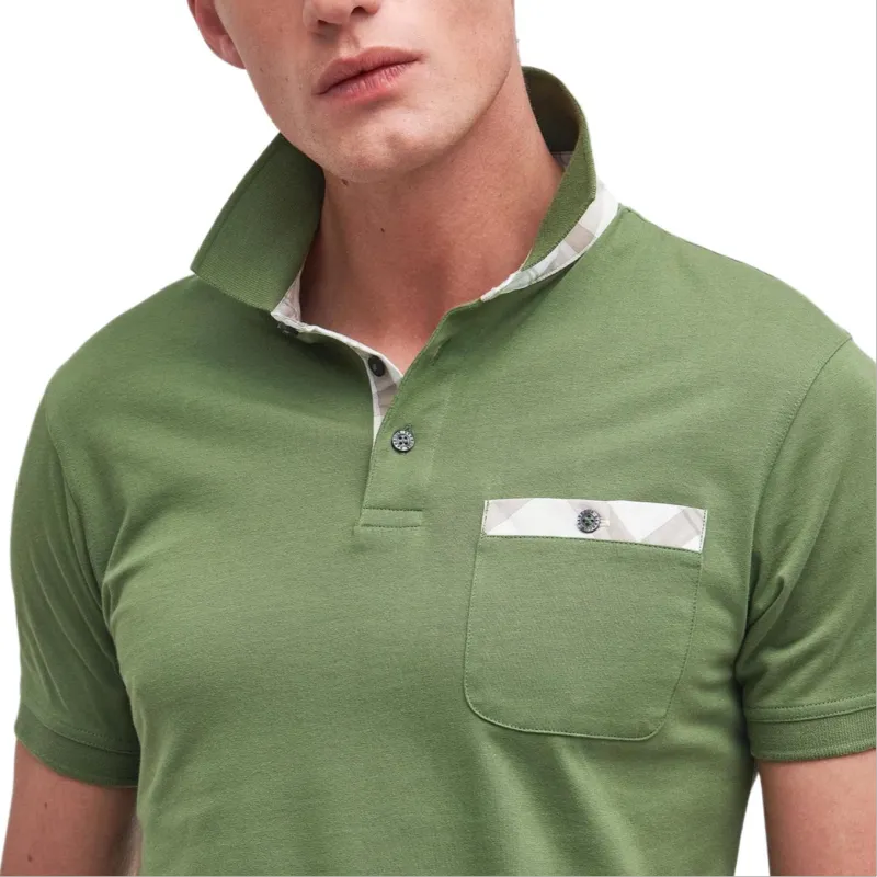 BARBOUR Hirstly FW24 Polo Shirt Men's Pea Green-4