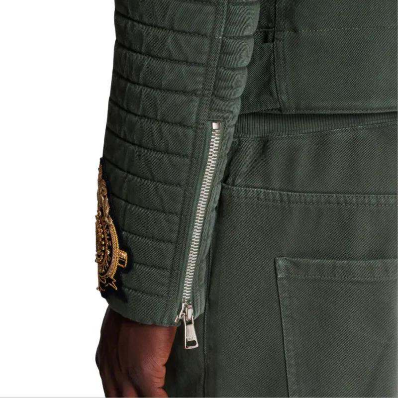 BALMAIN Patch Detailed Long Sleeved Biker Jacket-7