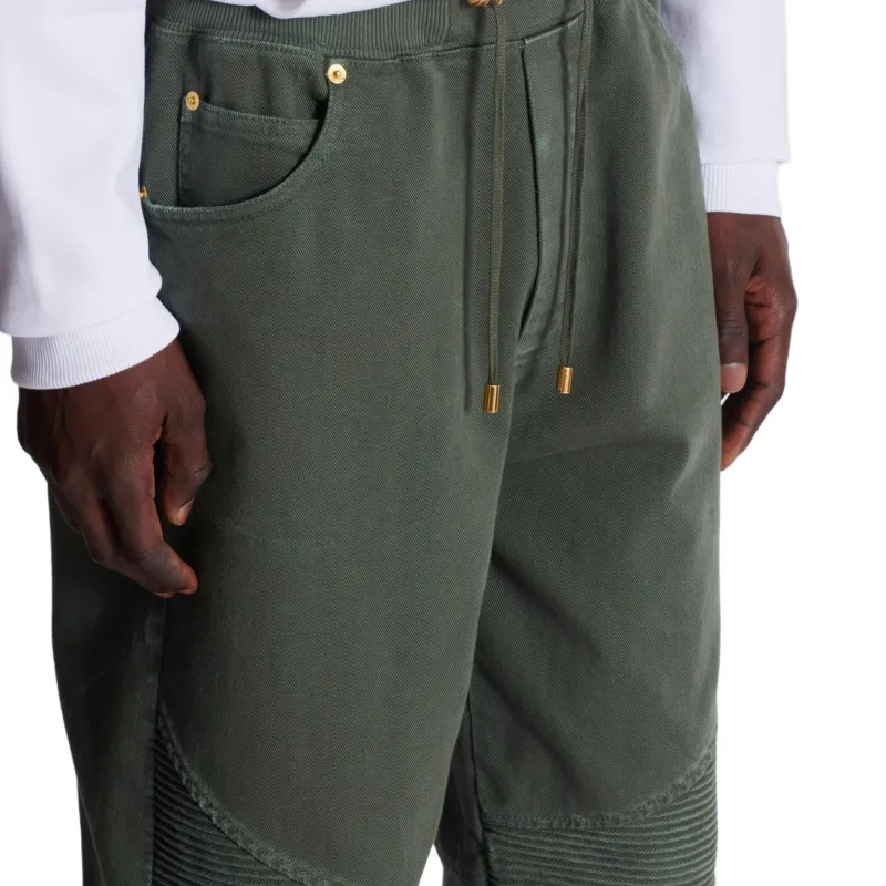 BALMAIN Loose Fit Denim And Jersey Jeans-1