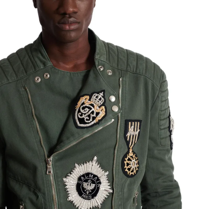 BALMAIN Patch Detailed Long Sleeved Biker Jacket-6