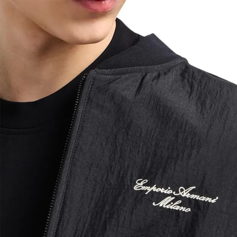 EMPORIO ARMANI Asv Zip up Sweatshirt In Nylon And French Terry Jersey With Logo Embroidery-4