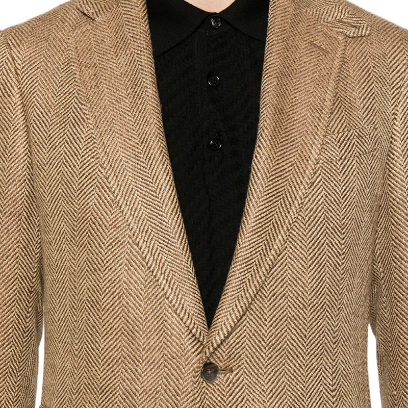 Ralph Lauren Purple Label Herringbone pattern Single breasted Blazer-4