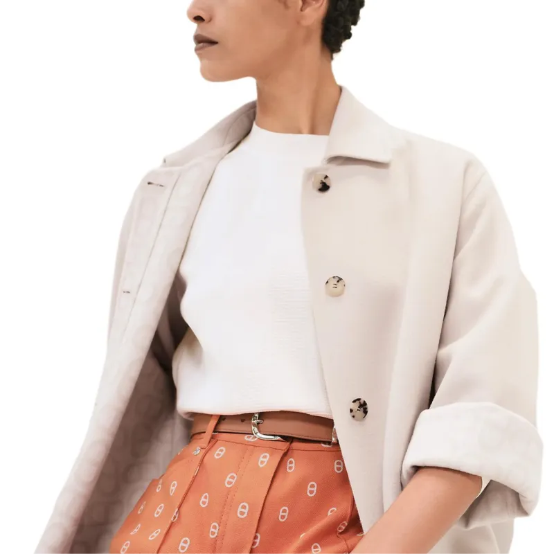 HERMES Coats Women's White Mink Fur-4