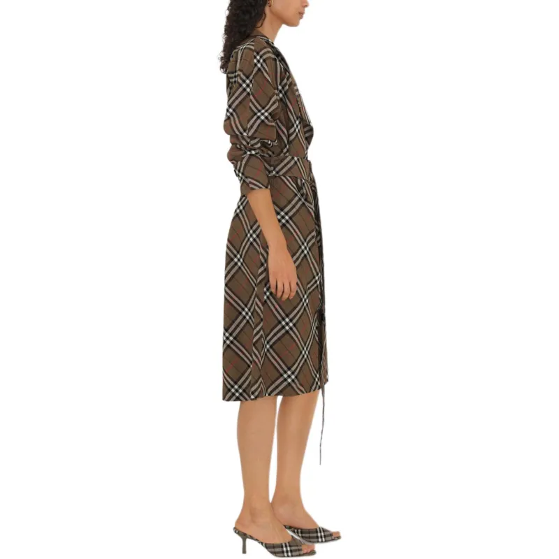 Burberry SS25 Long Sleeved Dress Women's Shrub Color-3