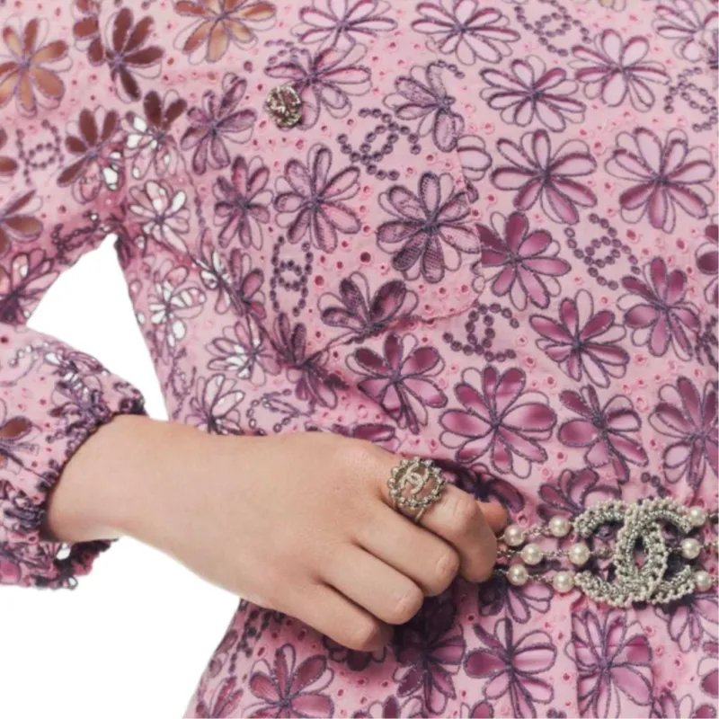 CHANEL 25P Long Sleeved Dresses Women's Pink Purple-2