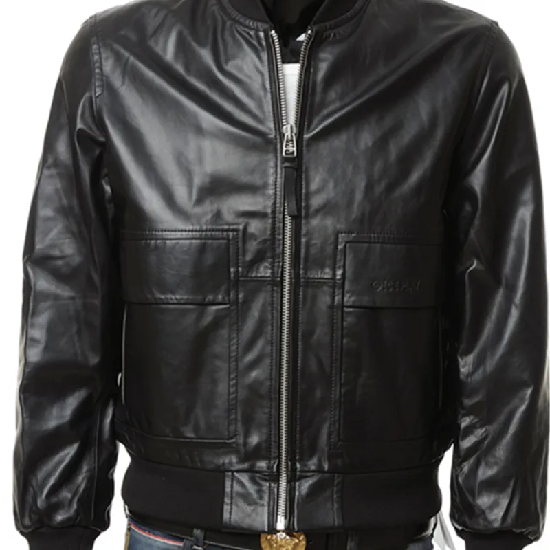 Iceberg Leather Jacket Men's Black-4