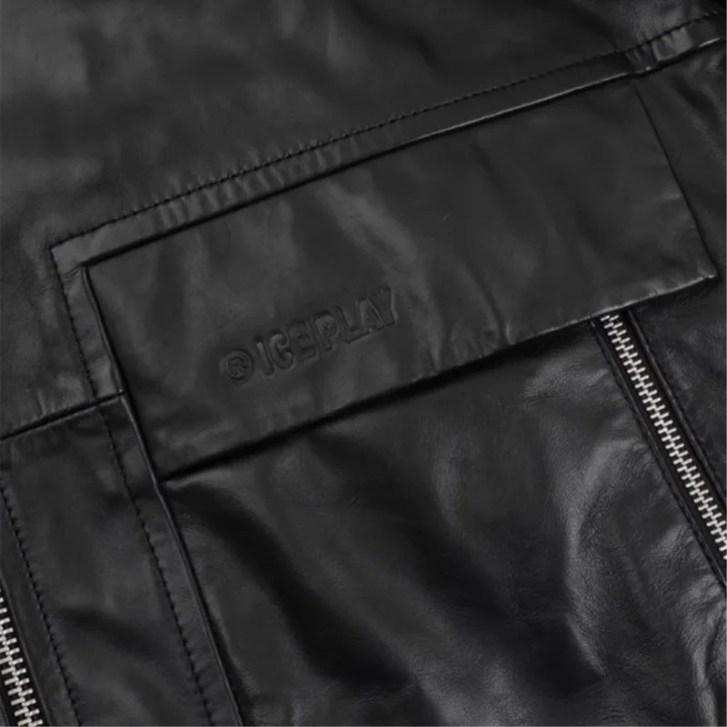 Iceberg Leather Jacket Men's Black-6