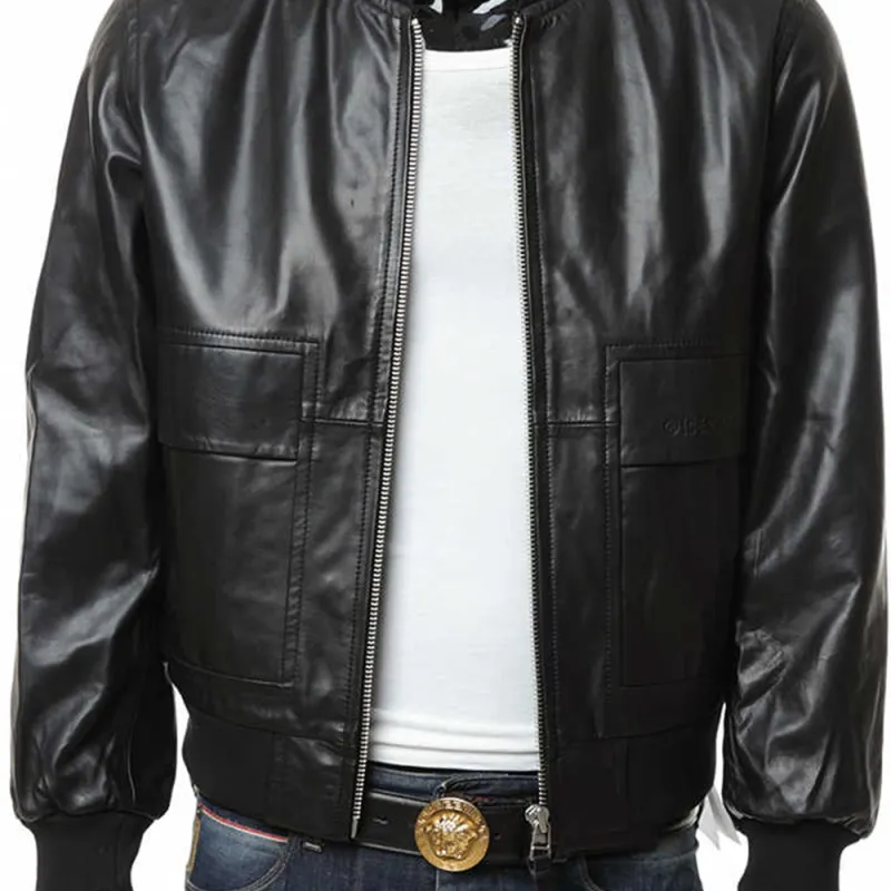 Iceberg Leather Jacket Men's Black-3