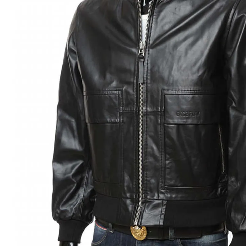 Iceberg Leather Jacket Men's Black-2