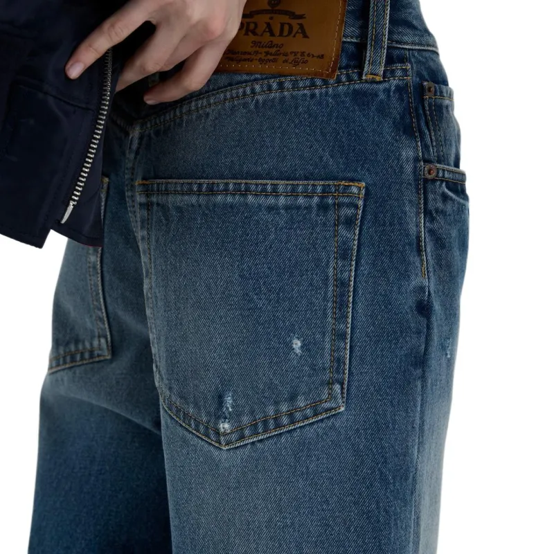 PRADA Logo Patch Denim Shorts-3