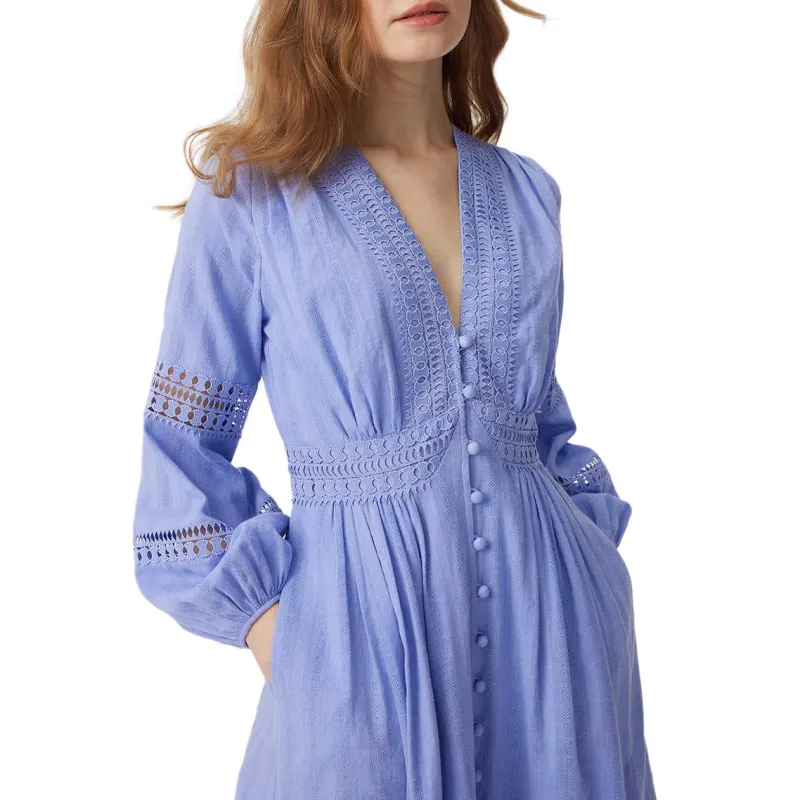 Diane Von Furstenberg SS25 Long-Sleeved Dresses Women's Blue-3