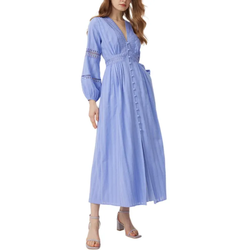 Diane Von Furstenberg SS25 Long-Sleeved Dresses Women's Blue-1