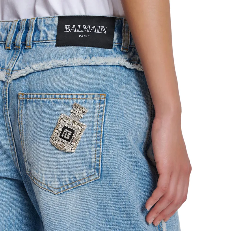 BALMAIN Frayed trim Straight leg Jeans-6