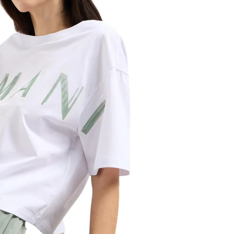 ARMANI EXCHANGEAE Drop Shoulder Sleeve T Shirt Women's Cream White-4