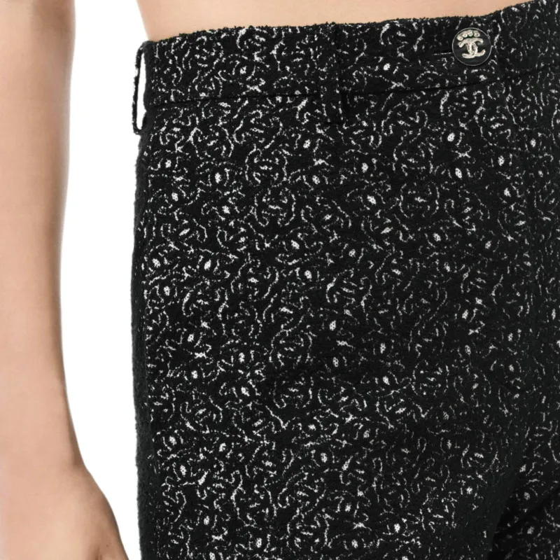 CHANEL Casual Pants Women's Black White-2