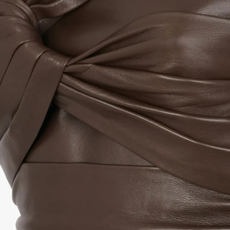 FENDI X Skims Leather Dress Cocoa-3