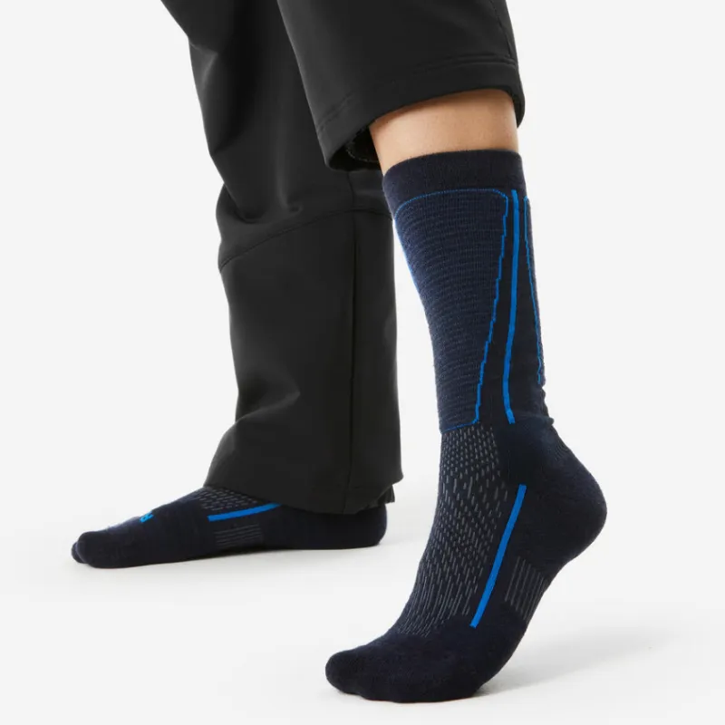 DECATHLON SH500 QUECHUA Mid Calf Socks Men's 2 Pack Blue Black/Cobalt Blue-3