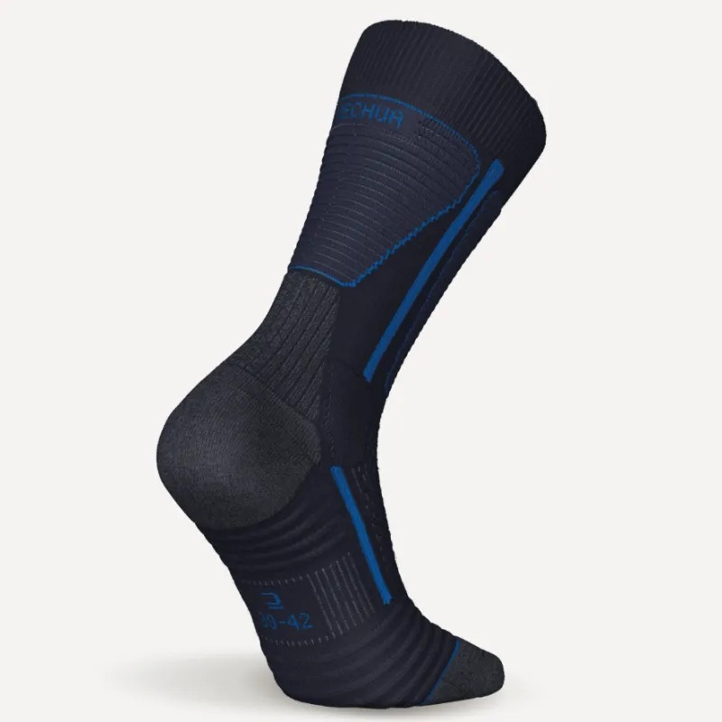 DECATHLON SH500 QUECHUA Mid Calf Socks Men's 2 Pack Blue Black/Cobalt Blue-2