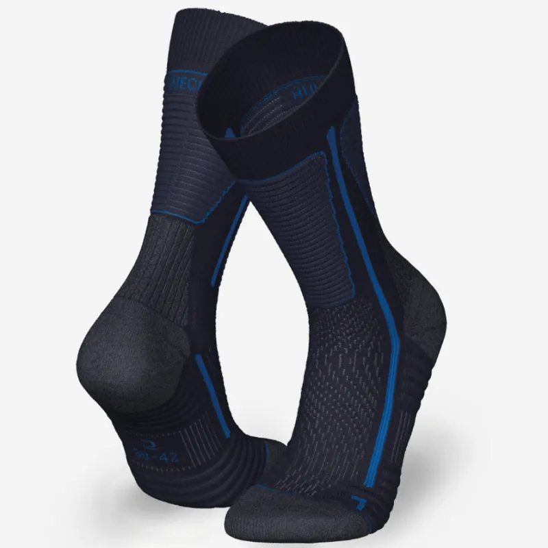 DECATHLON SH500 QUECHUA Mid Calf Socks Men's 2 Pack Blue Black/Cobalt Blue-1