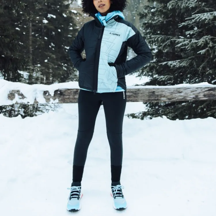 Adidas Puffer Jacket Women's Black/Magic Yellow/Light Gray-2