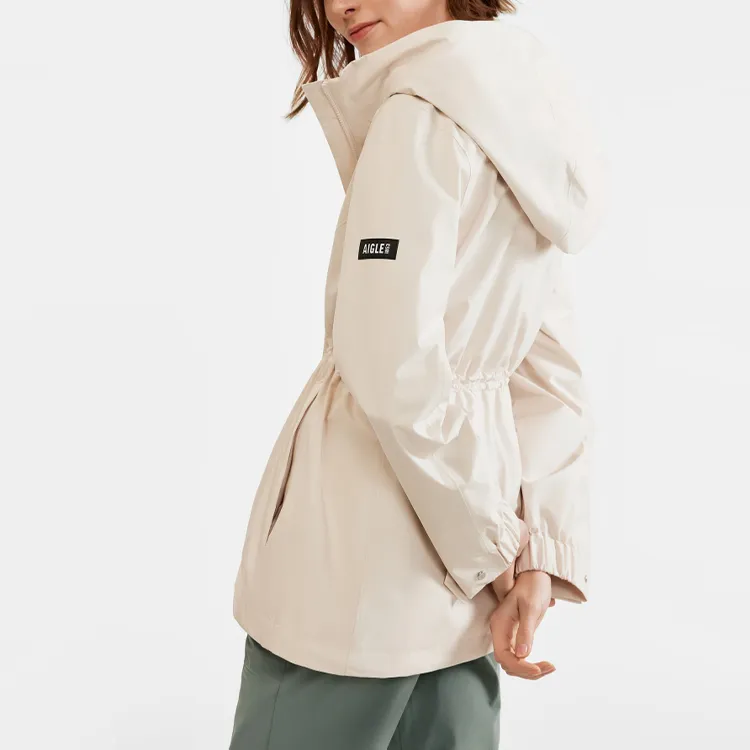 AIGLE Water Resistant Windproof Windbreaker Jacket Women's Sand Pink-4