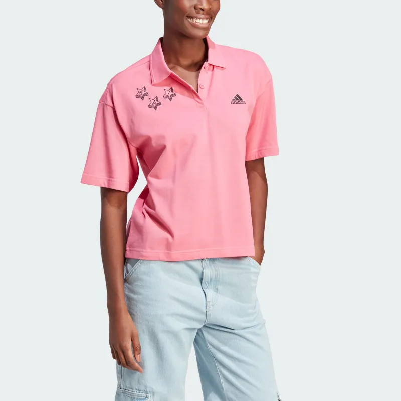 Adidas SCRIBBLE Polo Shirt Women's Pink/Black-1