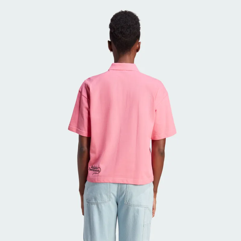 Adidas SCRIBBLE Polo Shirt Women's Pink/Black-2