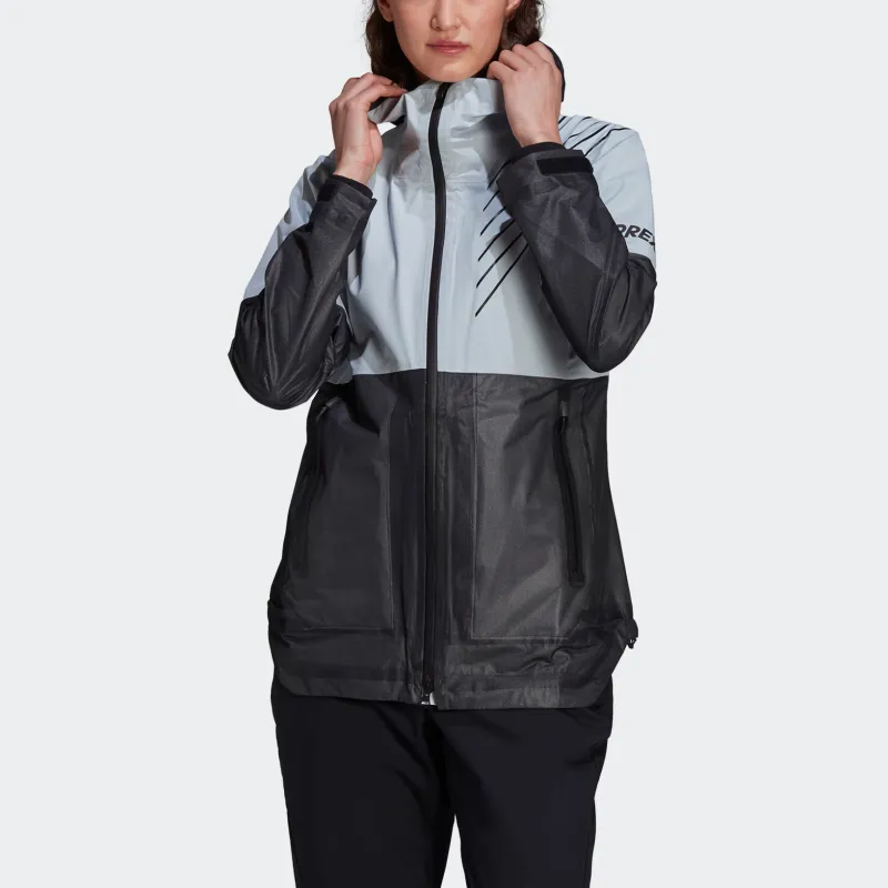 Adidas Water-Resistant Windproof Breathable Rainproof Windbreaker Jacket Women's Light Blue/Black-1