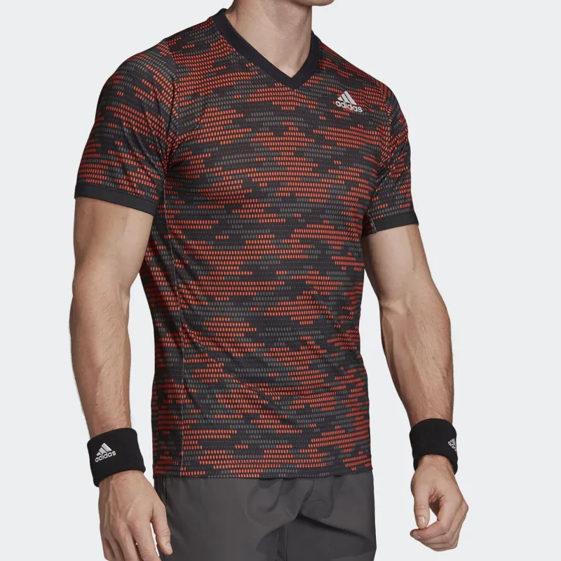 Adidas T Shirt Men's Gray/Black/Orange-3