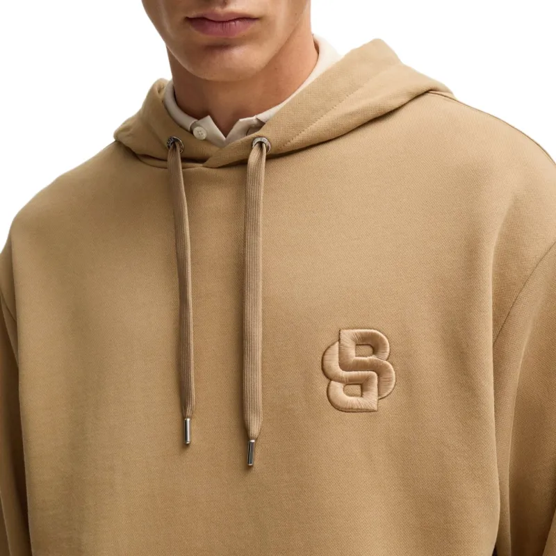 HUGO BOSS Logo Embroidered Drawstring Hoodie-4