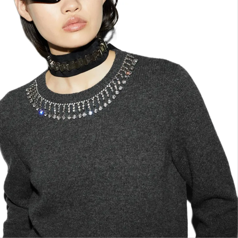 GUCCI Embellished Crewneck Knit Jumper-5