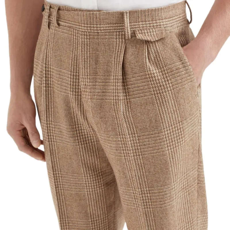 Brunello Cucinelli Check pattern Tapered Trousers-3