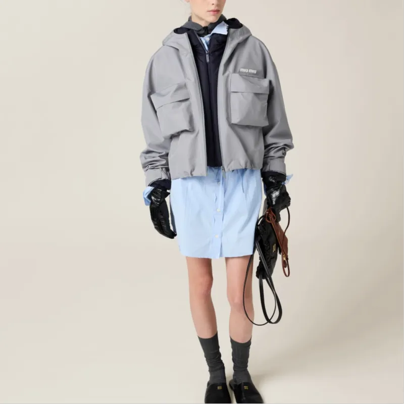 MIU MIU FW24 Jackets Coats Women's Gray White Steel-1